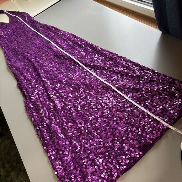 Cache Purple Sequined Halter Dress Stretch Bodycon Fully Lined size 4 - Picture 11 of 15